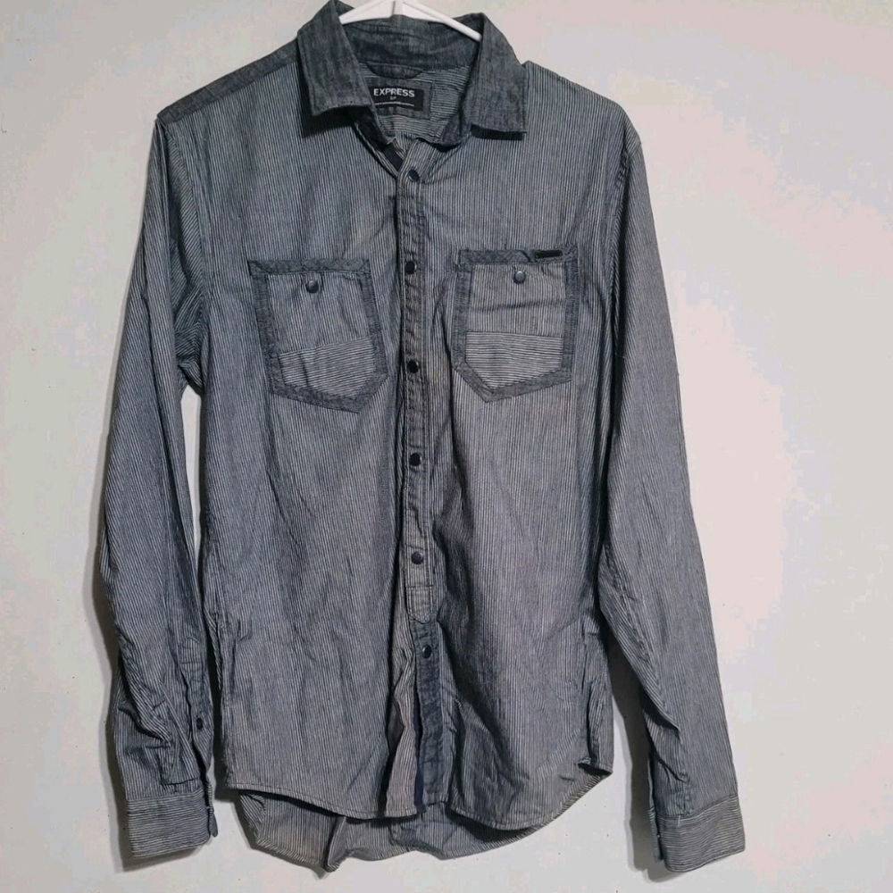Express Charcoal Button-Down Shirt Sz‎ Small